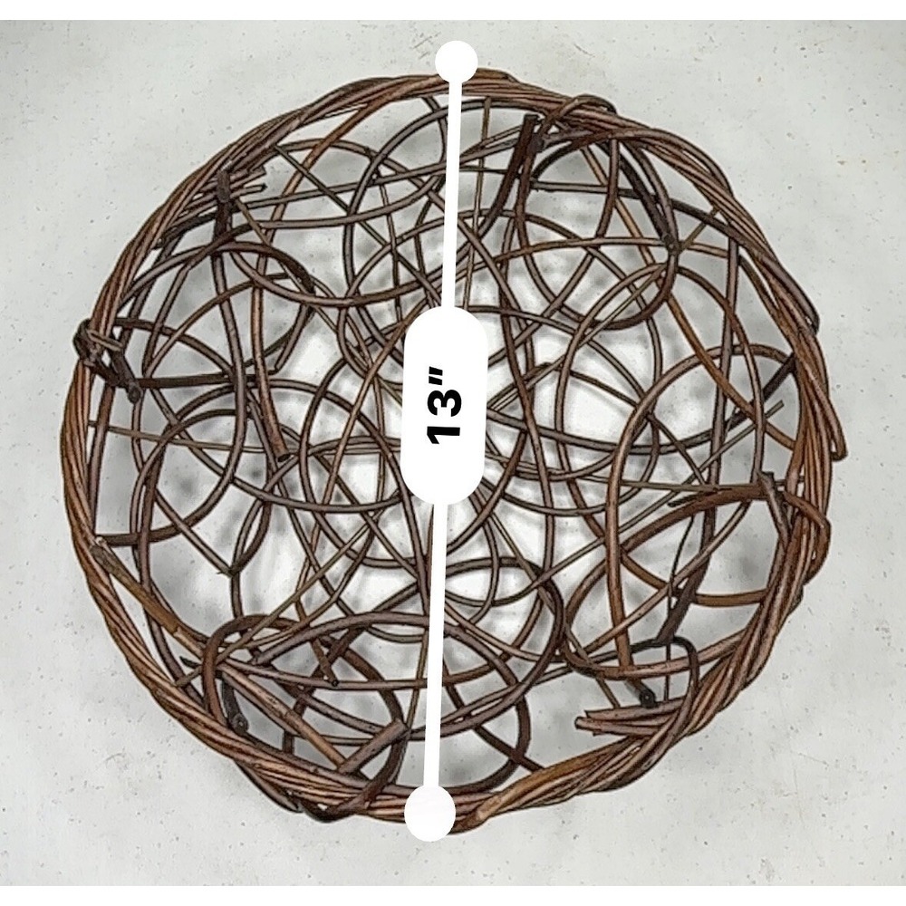 Rustic Basket Dark Vine Woven Wood Base 13"x 3.5" Home Decor Wall Decor‎ - Picture 7 of 7